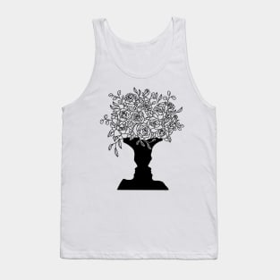 Conversation Vase Lovers Roses Line Art Graphic Faces Tank Top